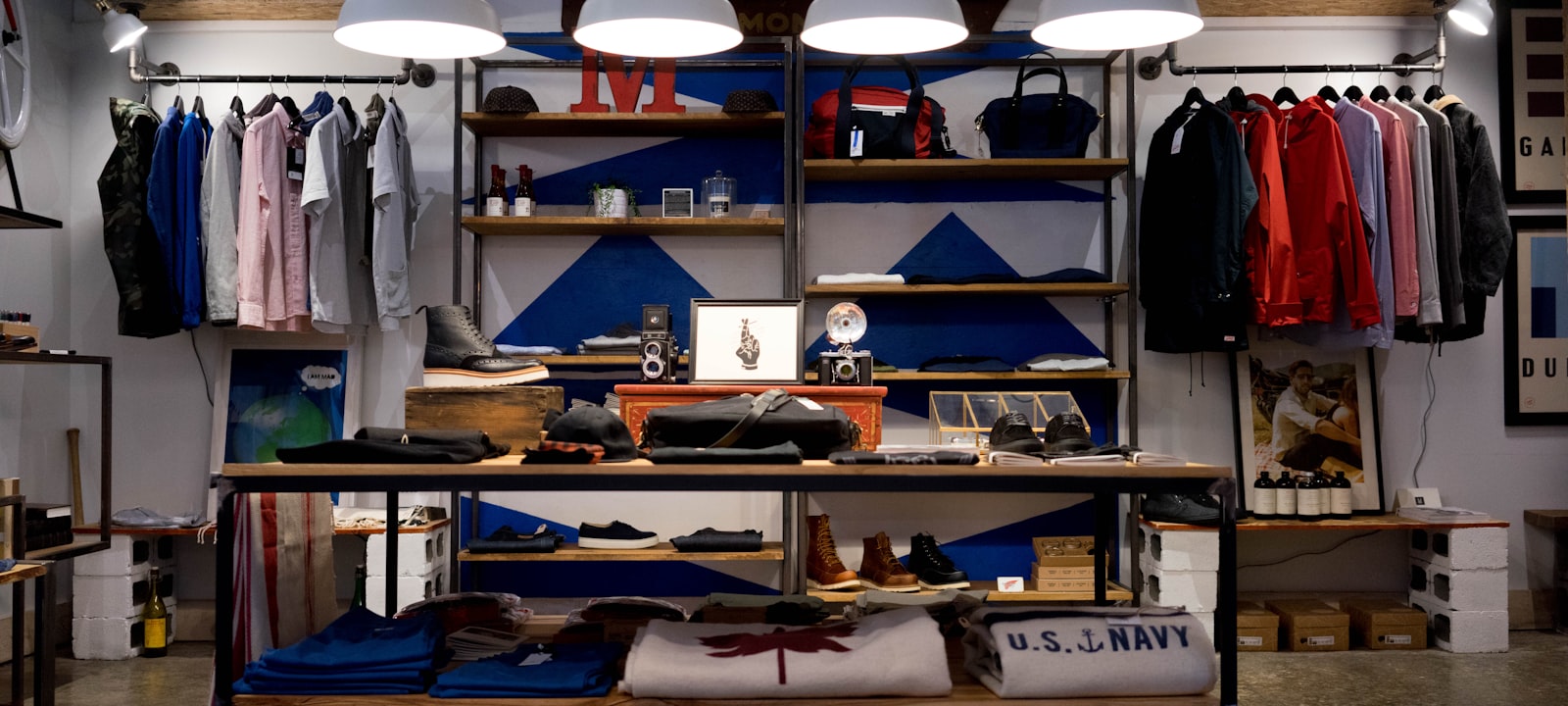 Customer browsing apparel in a modern retail store